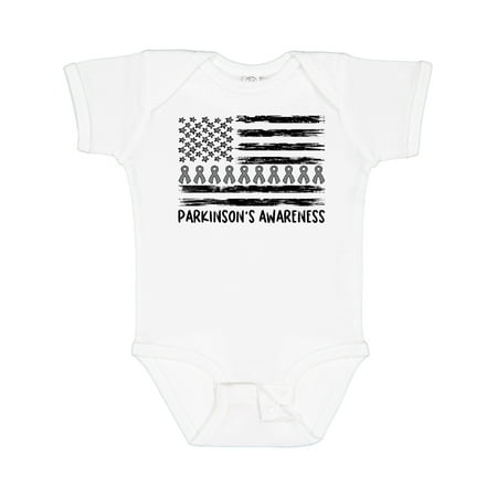 

Inktastic Parkinson s Awareness Gray Ribbons and Flag Boys or Girls Baby Bodysuit