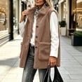 thumbnail image 7 of Staron Women's Sleeveless Vests for Women Casual Basic Collared Button Down Loose Fit Fall Winter Coat Jacket Vest, Brown 3XL, 7 of 7