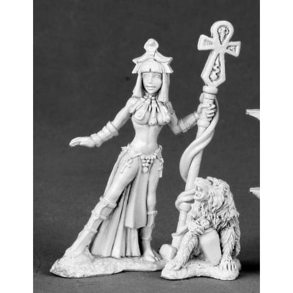 Egyptian Priestess and Baboon Miniature 25mm Heroic Scale Dark Heaven Legends Reaper Miniatures