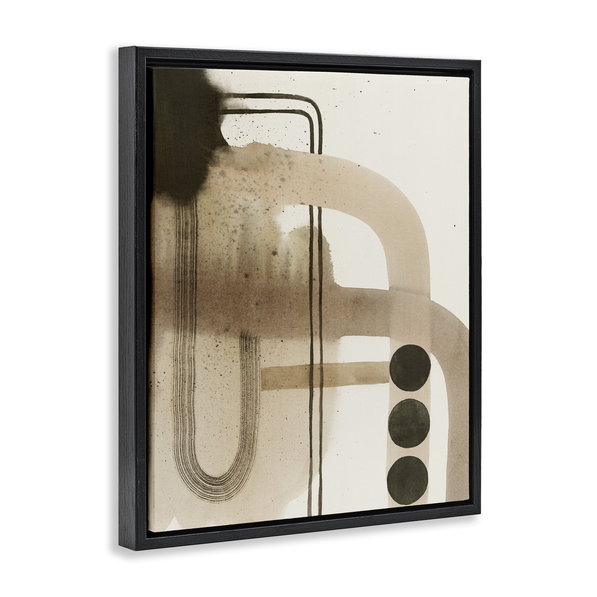 Stupell Industries Beige Retro Arches Abstract Painting Black Floater Framed Canvas Art Print Wall Art, 17 x 21