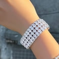thumbnail image 3 of Sparkling Big Wide Bracelet White CZ Women Multilayer Round Tennis Jewelry Gift, 3 of 9