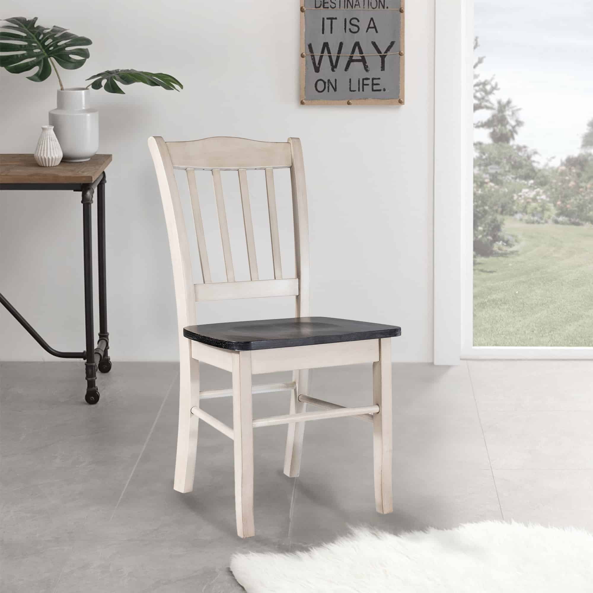Shaker Dining Chairs - Set of 2 - European Black Ash/Antique White