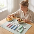 thumbnail image 7 of Stcellnmex 6 Pieces Colored Stainless Steel Fork and Spoon Silverware Set Round Handle Flatware Dishwasher Safe for Home Restaurant Kitchen, 7 of 7