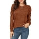 thumbnail image 3 of Sudadera con mangas abullonadas, sudadera con cuello redondo para mujer, blusa de manga larga de moda, sudadera de manga larga fiel a su promesa, 3 of 5