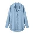 thumbnail image 5 of Women's Long Sleeve Button Down Shirts Collared Basic Dress Shirt Loose Fit Casual Tops with Chest Pocket, 5 of 7