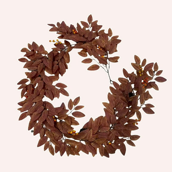Brown Magnolia Leaf Garland, 6FT Artificial Magnolia Leaf Garland Realistic, Autumn Magnolias Leaf Artificial Garlands, Rustic Fall Leafs for Fireplace Mantel, Christmas, Thanksgiving Decorations