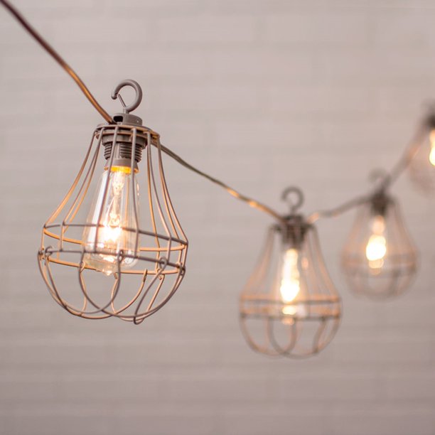 Novelty String Lights String Lights Vintage Metal Cage 14 Ft Outdoor Plug In Warm White