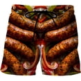 thumbnail image 2 of Pantalones cortos con estampado 3D de salchichas a la parrilla y comida gourmet para hombre y mujer, 2 of 5