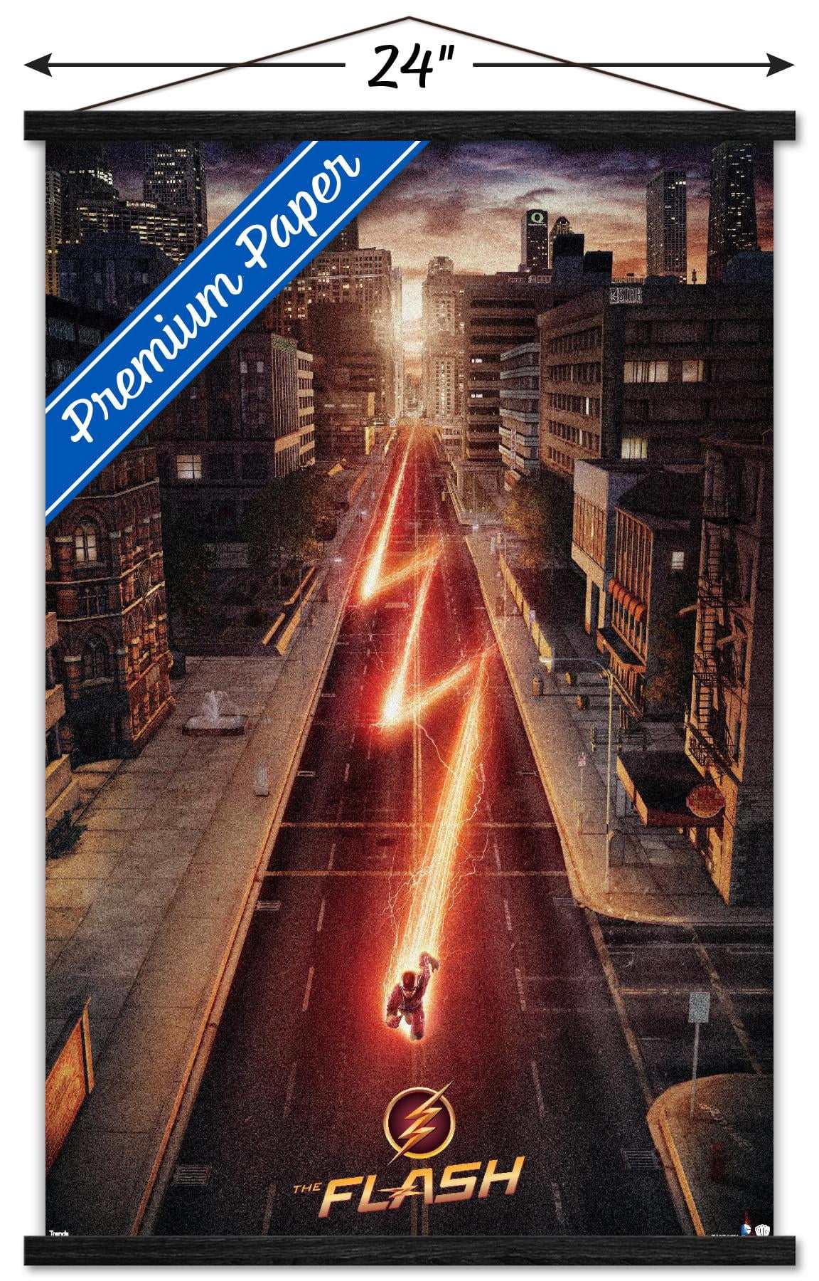 DC Comics TV - The Flash - Street One Sheet Wall Poster with Wooden Magnetic Frame, 22.375" x 34"