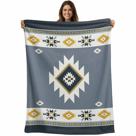 Flannel Fleece Throw Blanket Aztec Ethnic Style Lightweight Soft Plush Blankets,Abstract Geometric Color Block Cozy Warm Throw Blanket for Couch Sofa Bed Car Office All Season Use 40x50in