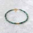 thumbnail image 3 of Emerald 3mm Round Shape Faceted Cut Beads 7 inch Adjustable Gold Plated Clasp Bracelet for men, women, unisex. Link Chain Stacking Bracelet.|LINK_02548, 3 of 5