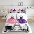 thumbnail image 2 of Castle Fairy Floral Princess Dress Girl Twin Comforter Sets,Chic Flower Rose Bedding Set, 2 of 8