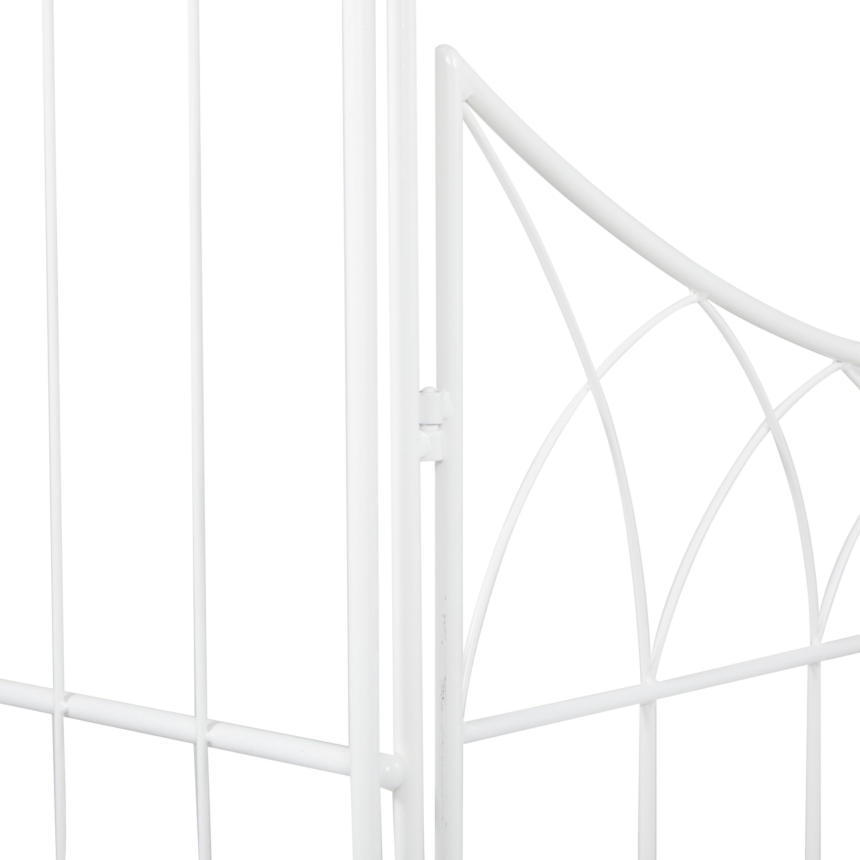 DecMode 86" Indoor Outdoor Arched Gate White Metal Garden Arbor with Lattice Work Sides