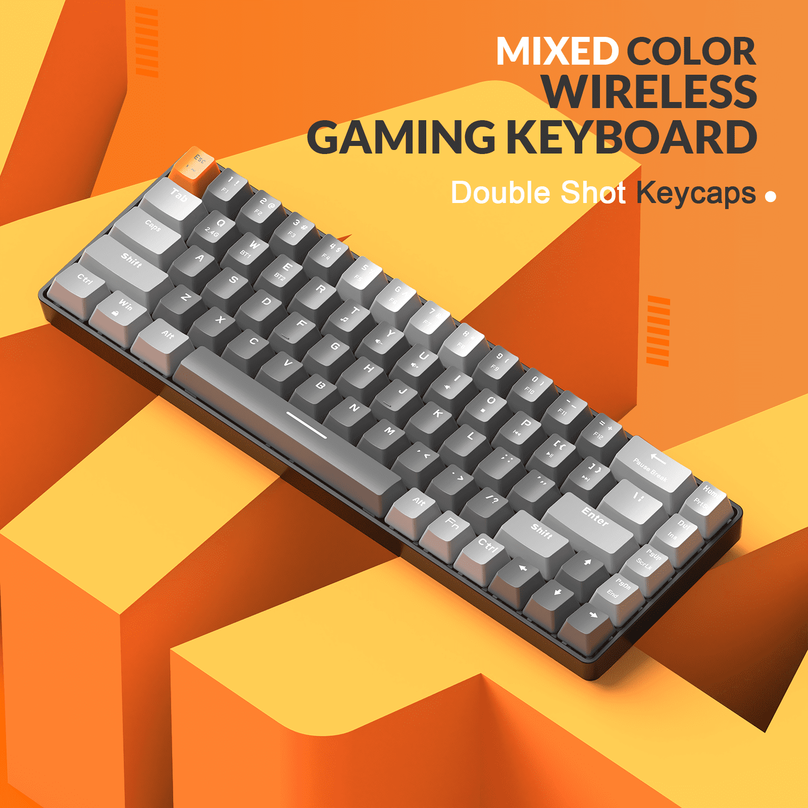 Magic-Refiner K68 Hot Swappable Bluetooth Gaming Keyboard, Deep Gray