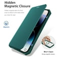 thumbnail image 5 of for iPhone 13 Flip Cover Compatible with Magsafe Chargers & Accessories,Shockproof PU Leather Transparent PC Back Hidden Magnetic Closure Folio Card Holder Kickstand Phone Case,Blue, 5 of 13