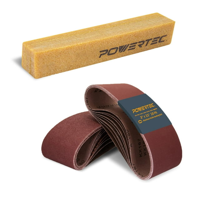 Cintas de lijado POWERTEC de óxido de aluminio, 3 x 21 pulgadas, 18 unidades