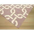 thumbnail image 4 of Handwoven Wool Purple Transitional Geometric Links Dhurrie Rug, 4 of 5