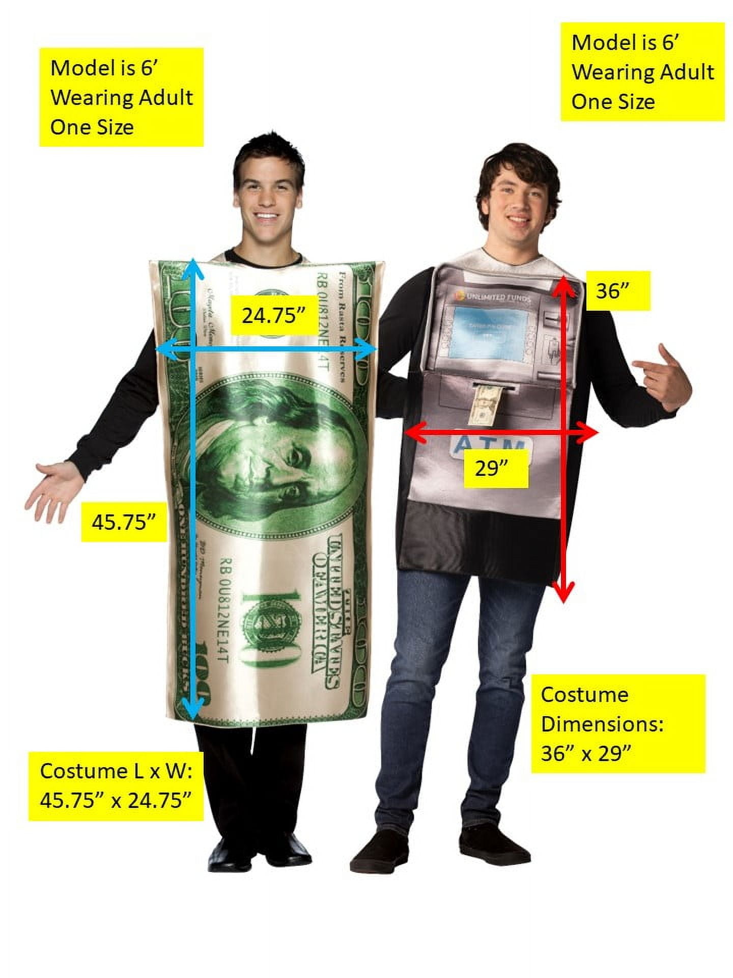 Rasta Imposta ATM Cash Machine and $100 Bill Adult Couples Costume