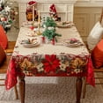 thumbnail image 2 of Christmas Rectangle Jacquard Tablecloth with Red Flower, Polyester Poinsettia Vintage Floral Printed Table Cloth for Xmas Party Decoration/Holiday (60x84 Inch), 2 of 8