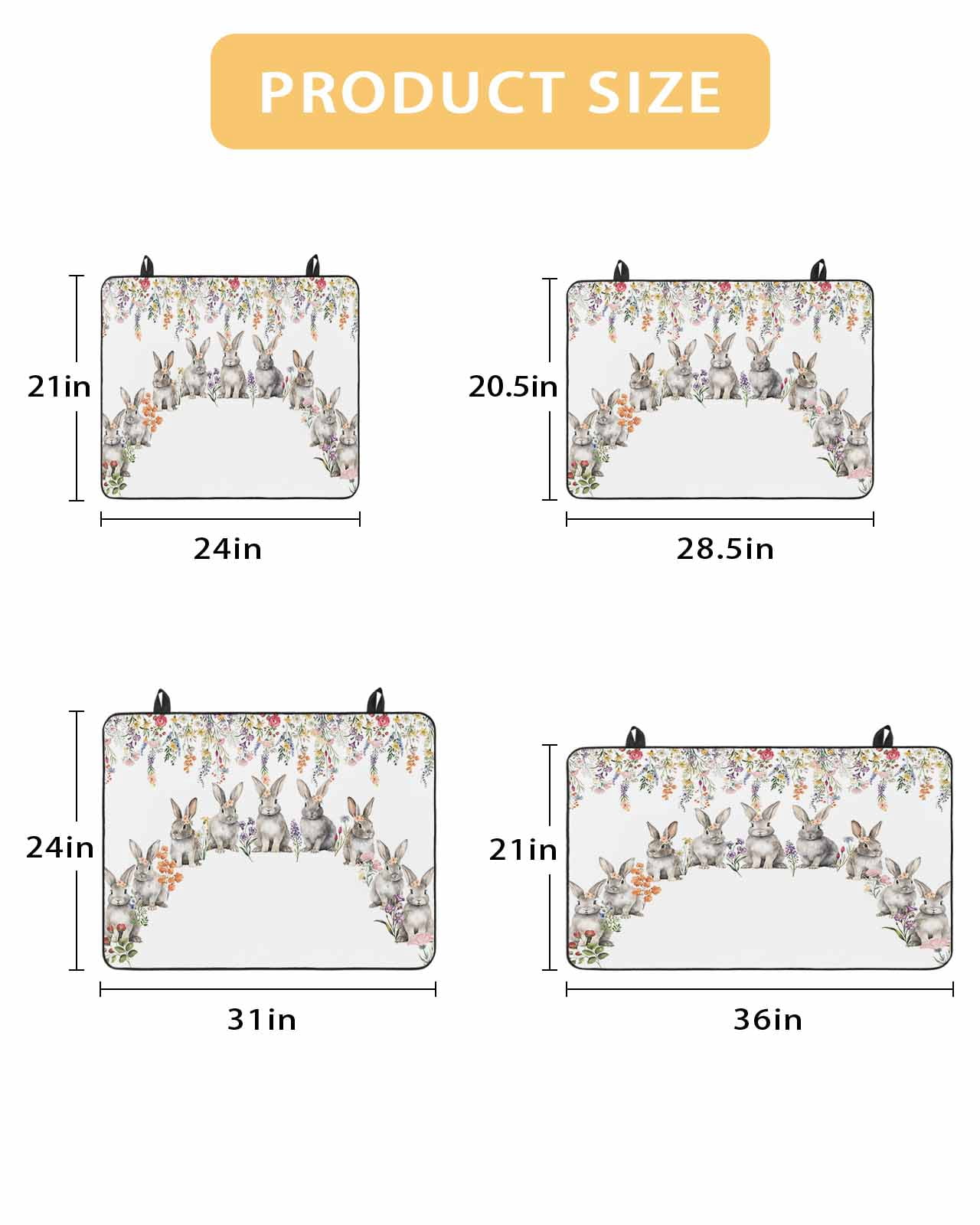 Large Induction Cooktop Protector Mat Easter Bunny Stove Top Covers for Electric Stove, Spring Flowers Watercolor Botanical Decorative Stove Burner Cover Mats, Glass Top Stove Cover