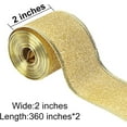 thumbnail image 2 of 20 Yards Gold Glitter Wired Ribbon with Gold Metallic Edge, 2 Inch Christmas Ribbon for Wreath, Tree Decoration, Home Decorc, 2 of 4
