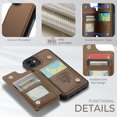 thumbnail image 5 of for iPhone 11 Premium PU Leather Back Case, Multiple Card Slots Design, Double Magnetic Clasp Study Kickstand RFID Blocking Classic Phone Cover for iPhone 11, Brown, 5 of 9