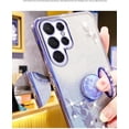 thumbnail image 5 of Electroplated Transparent Floral Phone case with or Without Finger Ring Holder, Small Fragrance Design for Samsung Galaxy S24 S23 S22 S21 Ultra Plus FE Note20 Phone Case (Purple 2,S20 Ultra), 5 of 8