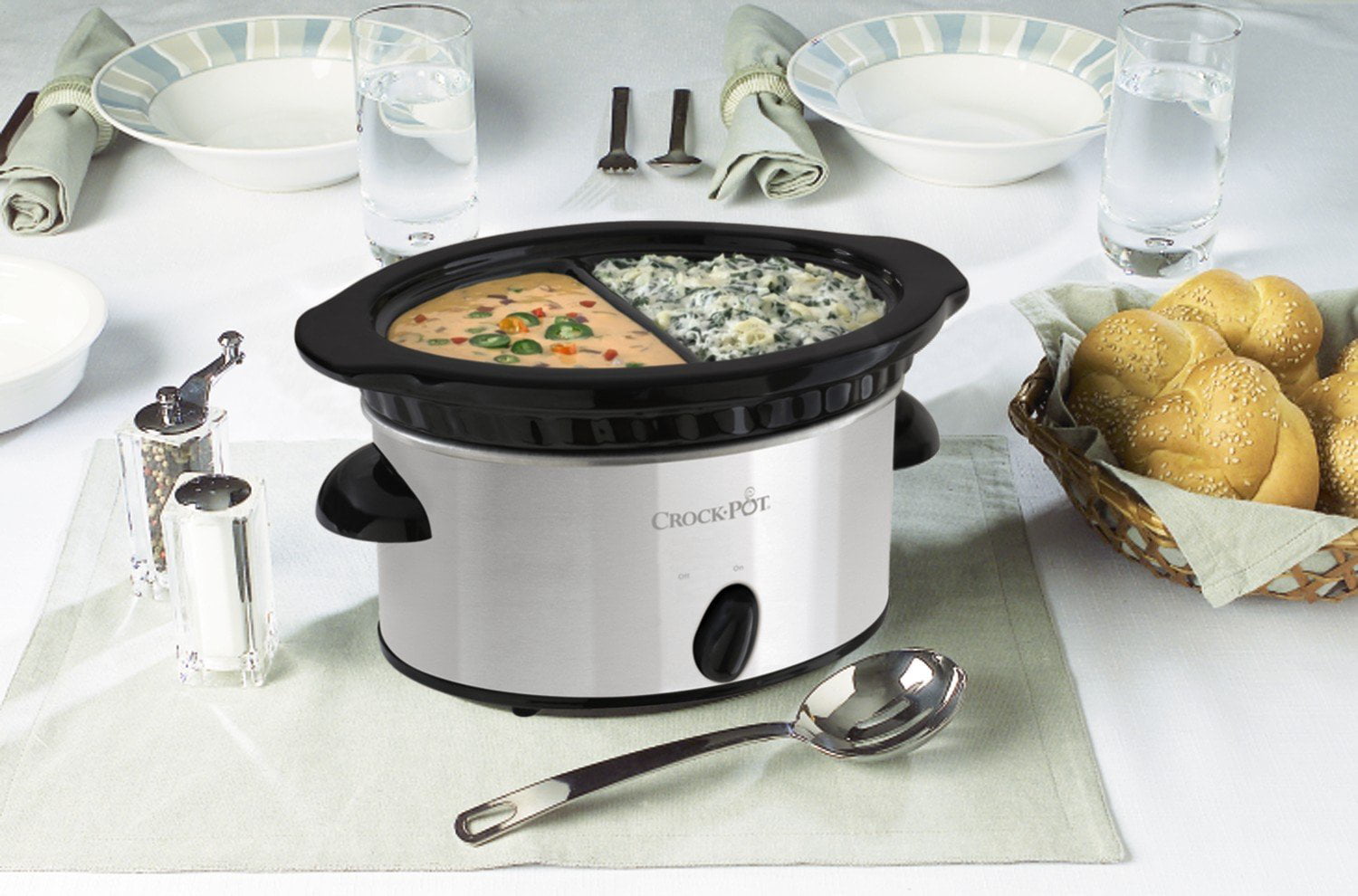 Crock-Pot Double Dipper Slow Cooker, Stainless Steel