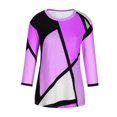 thumbnail image 4 of FRSASU Plus size Women's Stitching Contrast Color Long Sleeve T-shirt Blouse Hot Pink 8(L), 4 of 5