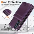 thumbnail image 5 of Dteck Wallet for Samsung Galaxy Z Fold 3 Case with Built-in Glass Screen Protector, Soft PU Leather Card Holder Flip Kickstand Protective Case for Z Fold 3 5G,Deep Purple, 5 of 7