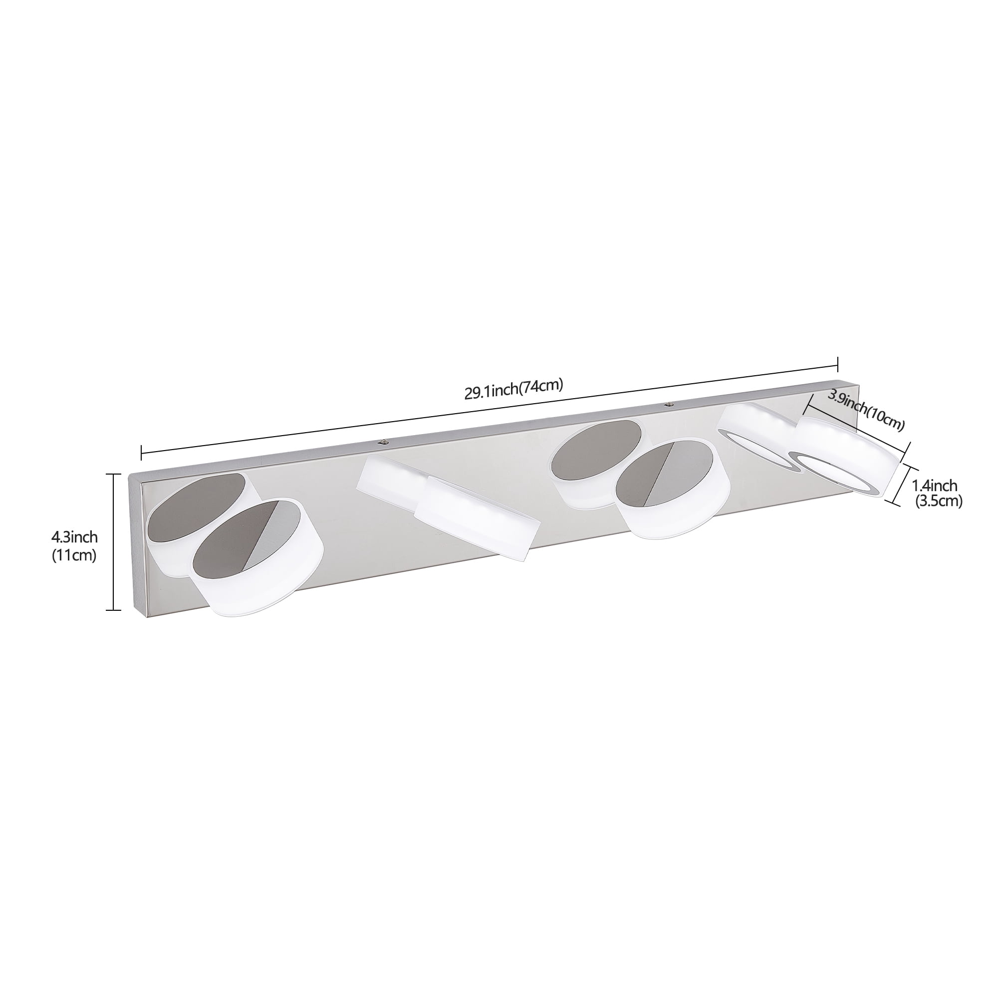 Leumius Modern 4-Light LED Vanity Light Fixture, Chrome Finish with Acrylic Light Shades, Energy-Efficient Bathroom Wall Sconce, Dimmable for Mirror, Shower and Bathroom Decor