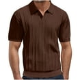 thumbnail image 3 of RongHuan Men's Striped Shirts Fashion V Neck Texture Shirt Casual Short Sleeve Summer T-Shirt, 3 of 7