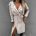 thumbnail image 1 of Fankiway Liquidation Robes à Manches Longues Mode Femmes Col en V Manches Longues Bandage Taille Haute Robe Chemise Robes Femmes Grande Taille Liquidation, 1 of 8