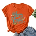 thumbnail image 2 of Women Easter Short Sleeve Round Neck Shirts Casual Cute Print Tee Summer Lightweight Pullover Tops (M, A Orange), 2 of 3