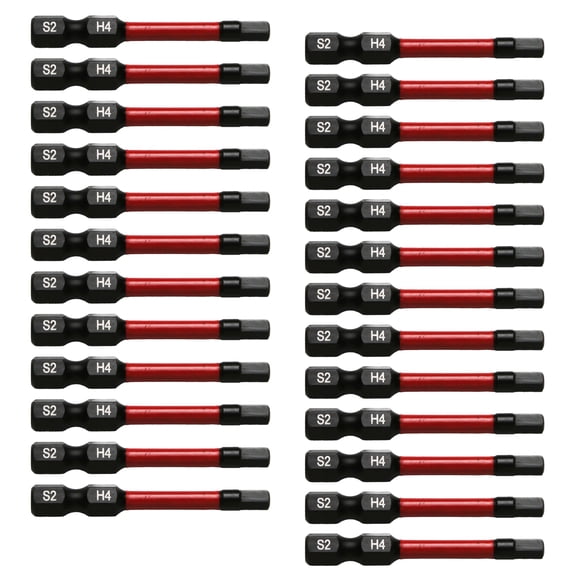 TMAX 25 pc H4 H-4mm Hex Head Allen Wrench Black High Torque Impact Screwdriver Insert Bits Set S2 Steel Torsion Resistant, 2 Inch Long, 1/4 Inch Hex Shank with Quick Release Slot