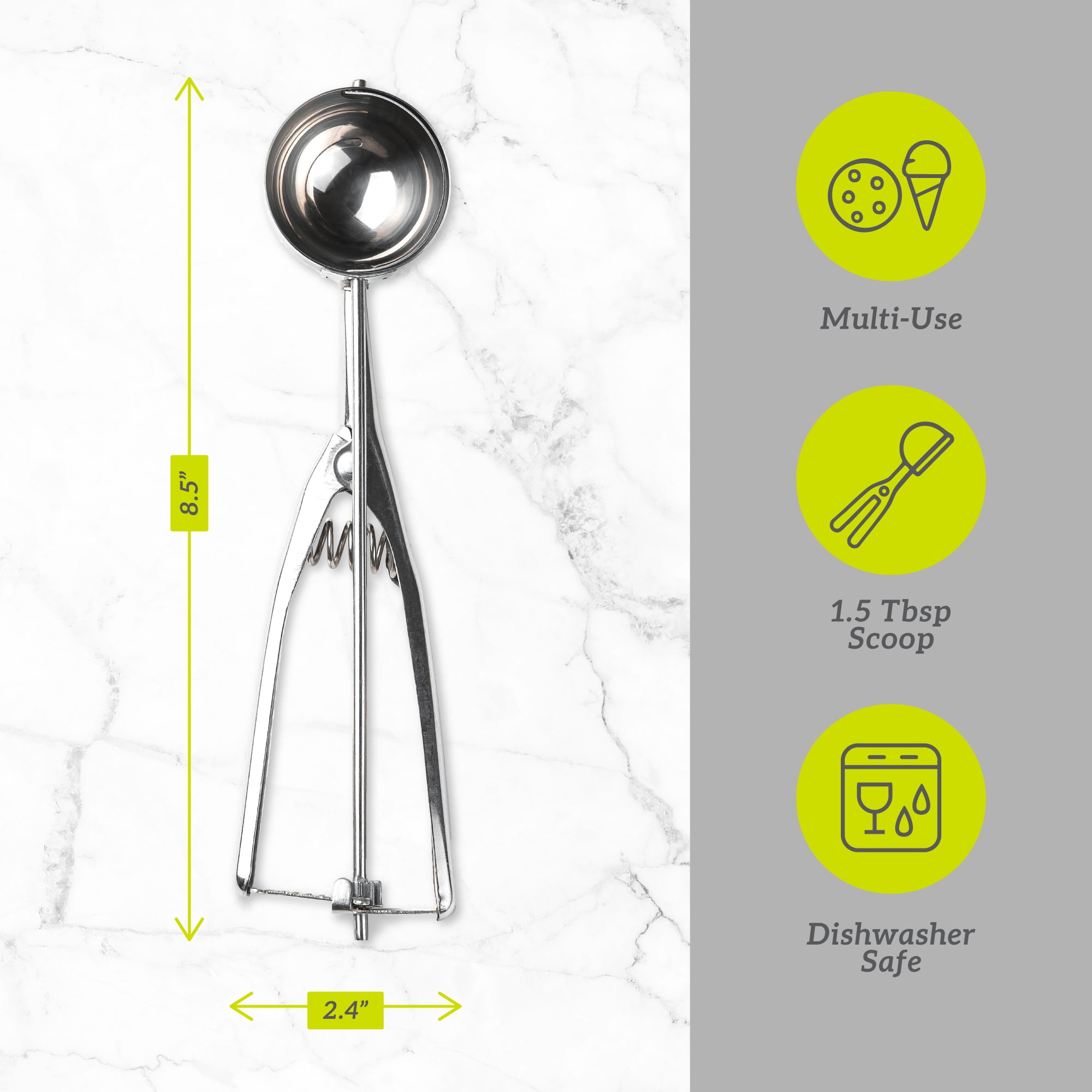 Gourmet Club Stainless Steel Cookie Scoop 1.5 Tbsp – Multipurpose