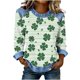 thumbnail image 3 of TaTaai Womens St Patrick Day Shirt 2025 Spring Long Sleeve Patchwork Round Neck Casual Blouse Solid Color Soft Comfy Top for Holiday Party Daily Wear Gift, 3 of 5