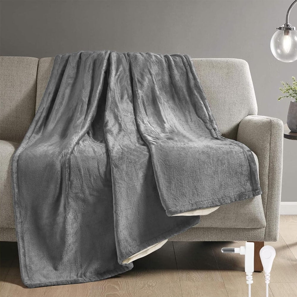 Grounding Blanket for Improving Sleep and Help with Anxiety, Soft Flannel Earthing Blanket Grounding Throw with Silver Fiber Cotton Lining, Earth Grounding Cord Included, Grey, 59 * 81''