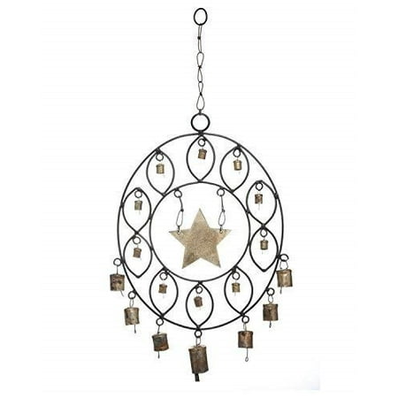 Wrought Iron Wall Hanging - storeindya Thanksgiving Gifts Wind Chimes Star Design Miniature Bells Wrought Iron Wall Door Hanging Home Decor Accessory Christmas Housewarming Ideas