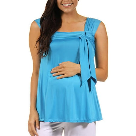24/7 Comfort Apparel Women's Side Maternity Tie Tunic Sleeveless Tank Top