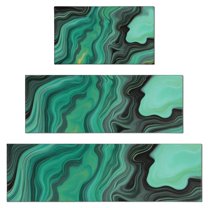 Green Marble Color Flow Pattern Kitchen Rugs Sets Of 3,Kitchen Runner Rugs Non Skid Washable,Decorative Kitchen Floor Mats for Kitchen,Sink,Laundry,17"x30"  17"x47"   17"x59"