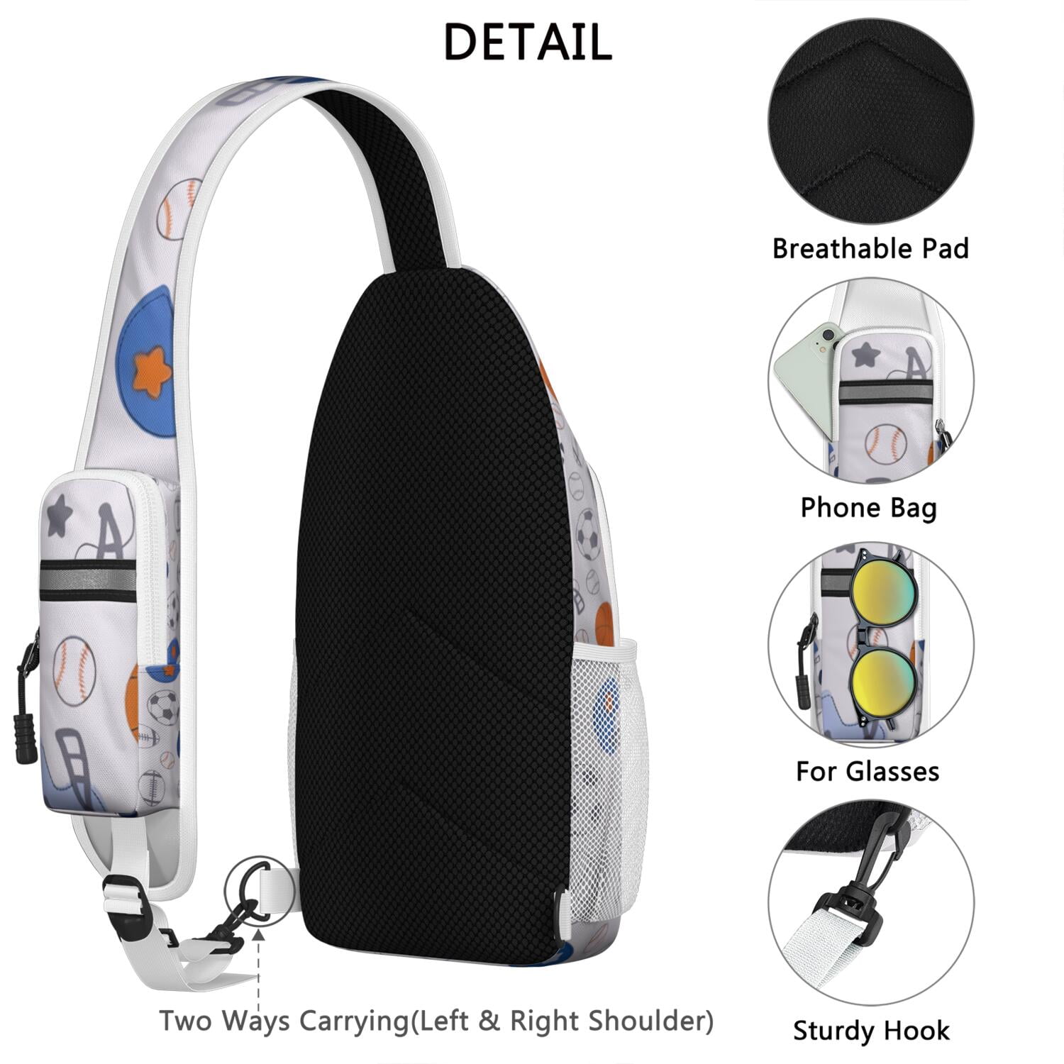 Softball and Volleyball Sling Backpack for Sports Enthusiasts – Lightweight Durable Polyester Bag with Ergonomic Fit, Secure Zippers, Partitioned Compartments, Perfect for Training, Compet