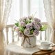 thumbnail image 5 of Artificial Flower With Small Ceramic Vase Fake Silk Variety Flower Balls Flowers Decoration Table Appropriate Home Party Office Wedding, 5 of 7