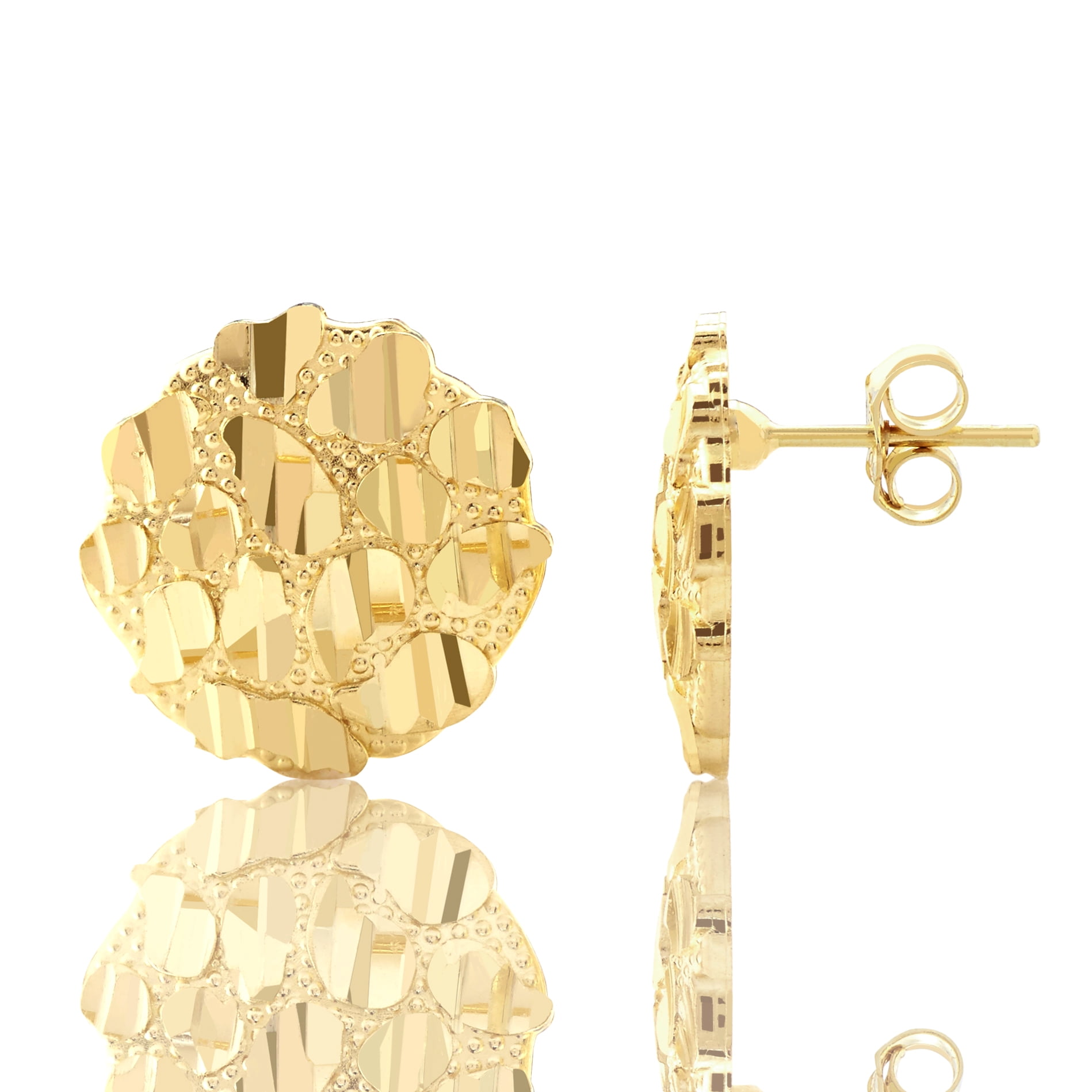 10k yellow gold 0.77" diamond cut hoop earrings vintage handmade 