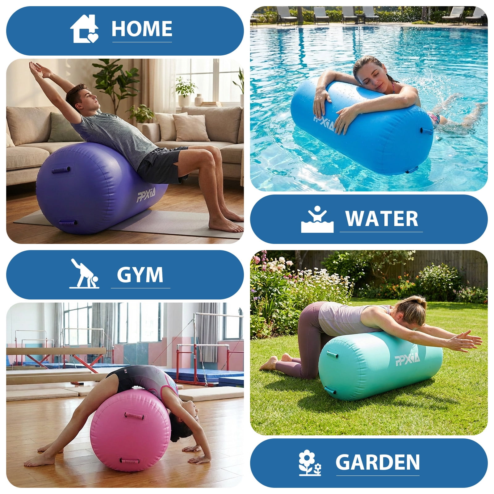 Air Roller Gymnastics Barrel For Tumbling, Inflatable Air Barrel For Back Handspring Training, Gymnastic Equipment With Pump For Yoga Training Cheerleading Home Use