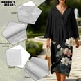 thumbnail image 5 of DISNIMO Dragonfly Lotus Print Women Casual Maxi Dresses V Neck Loose Dress Lightweight 3/4 Sleeve Shift Dress Fashion Fall Dresses for Women, S, 5 of 6