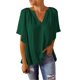 thumbnail image 2 of VISgogo Tops de manga corta para mujer con color sólido, versión suelta, estilo casual, ropa de verano plisada VISgogo moda, 2 of 4