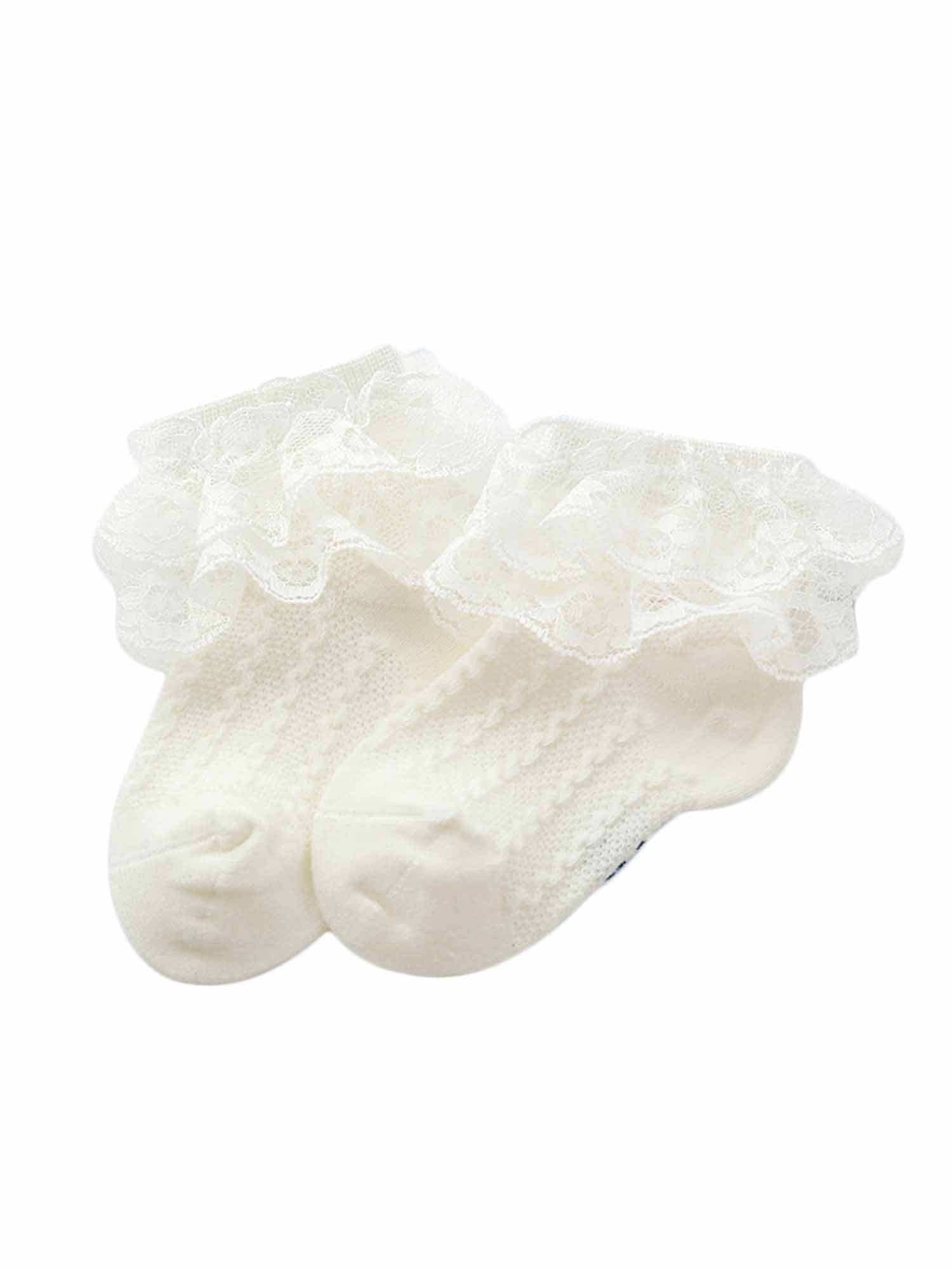 girls ivory frilly socks