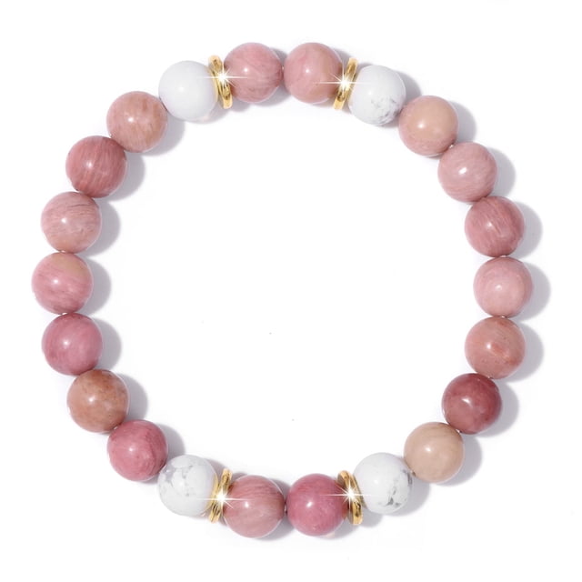 Pulseras de cuentas de ansiedad para mujer, joyería, pulsera de cristal de piedra curativa, alivio del estrés, cuentas de yoga, pulseras de chakras, regalos para mujeres, rosa