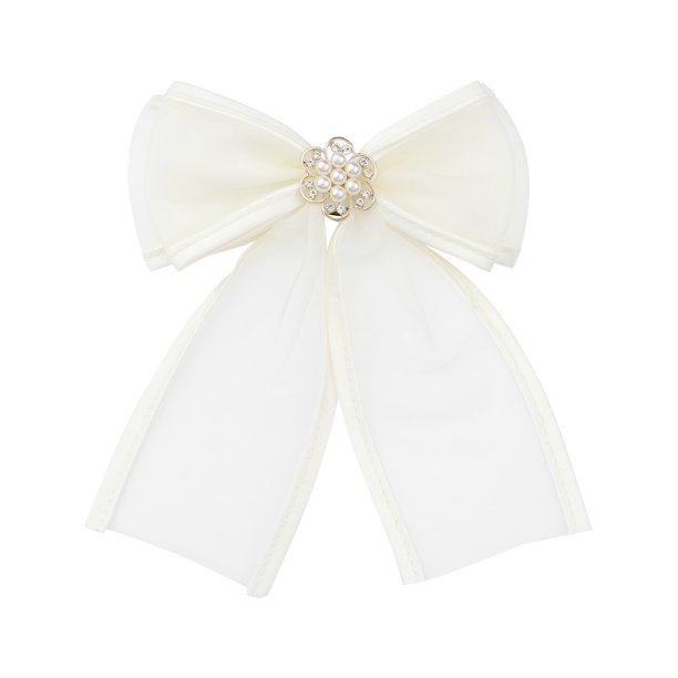 INSPIRE CHIC Broche de mujer Clip de malla con flores, perlas y strass en color sólido, Beige
